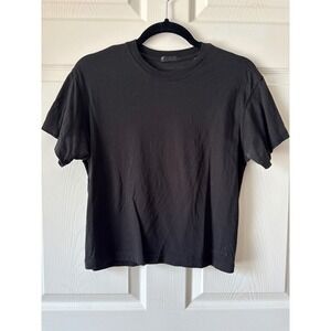 ATM Anthony Thomas Melillo Black T-Shirt Womens Small Black Cropped Boxy Fit Tee